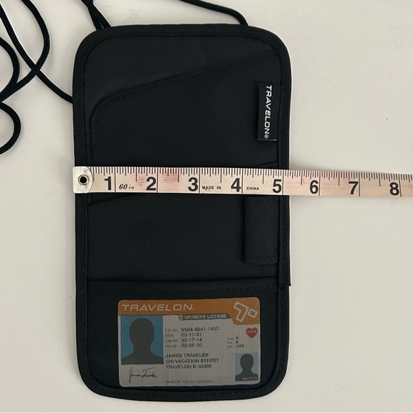 Travelon Black Passport Holder with Pen and Card Slots - Picture 6 of 7